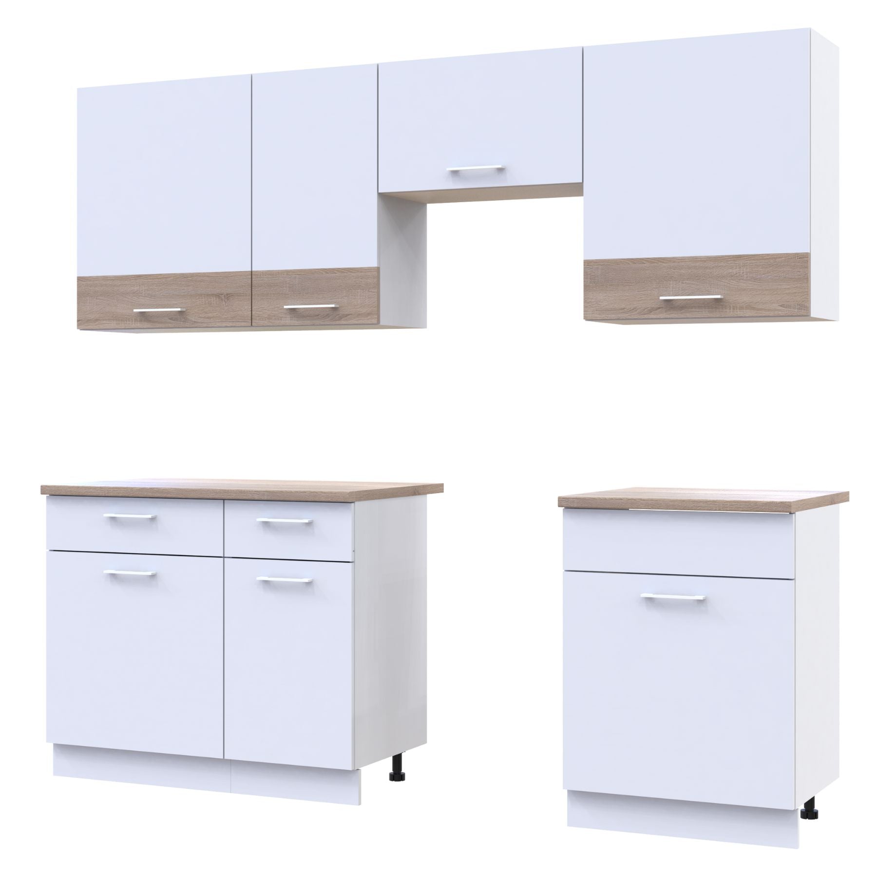 Кухня модульная Doros Лея 220х60х250 см Белый/Дуб cонома (DRS-011336)