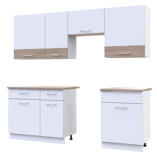 Кухня модульная Doros Лея 220х60х250 см Белый/Дуб cонома (DRS-011336)