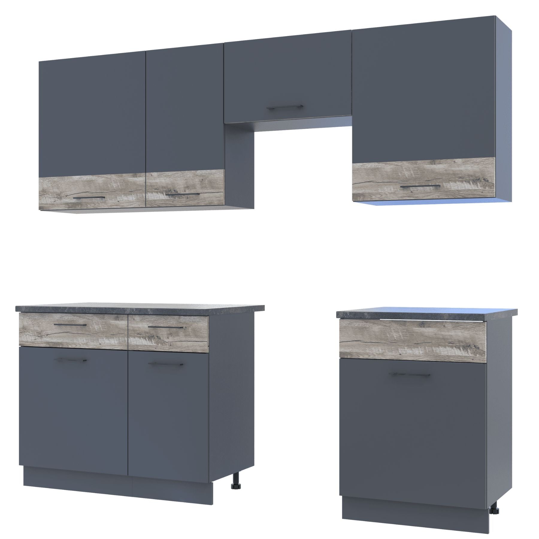 Кухня модульная Doros Лея 220х60х250 см Графит/Дуб клондайк (DRS-011357)