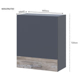 Кухонный модуль верхний Doros Лея В72_Ш60 левая 60х31,6х72 см Графит/Дуб клондайк (DRS-011368)