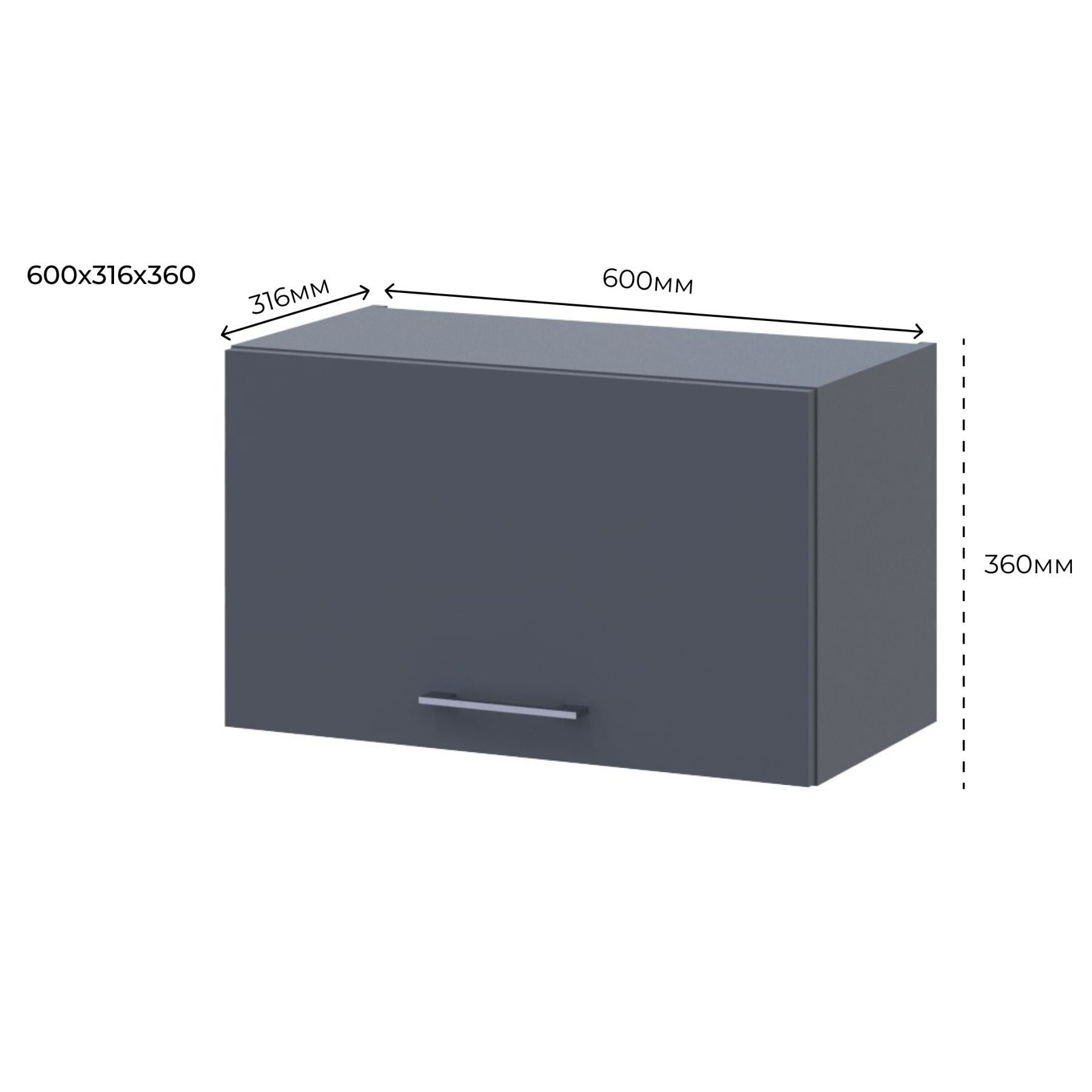 Кухонный модуль под вытяжку Doros Лея В36_Ш60 60х31,6х36 см Графит/Дуб клондайк (DRS-011371)