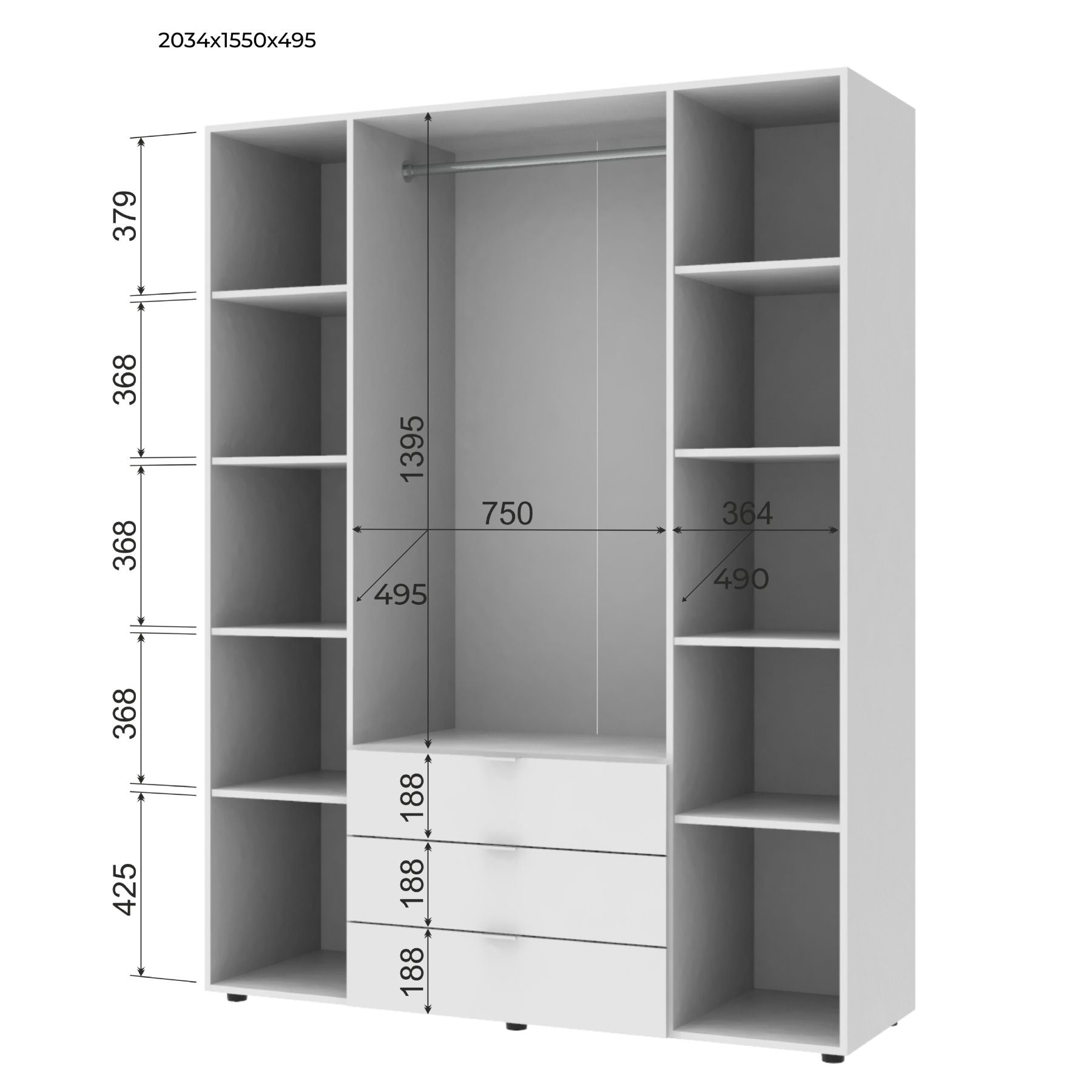 Шкаф распашной для одежды Doros Гелар 155х49,5х203,4 см Графит (DRS-011109)