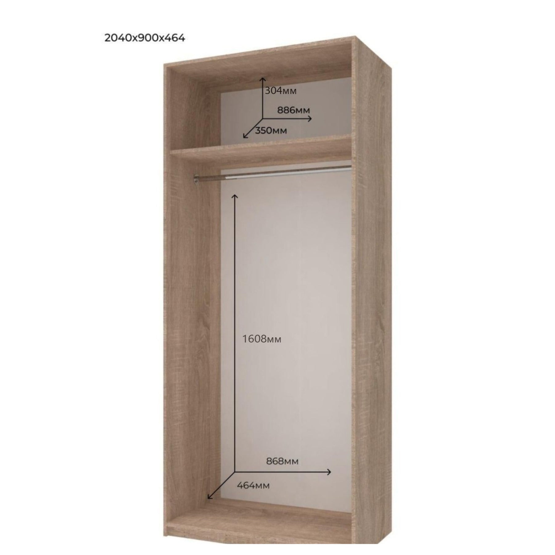 Шкаф распашной для одежды Doros Промо 90х48х204 см Дуб сонома (DRS-011196)