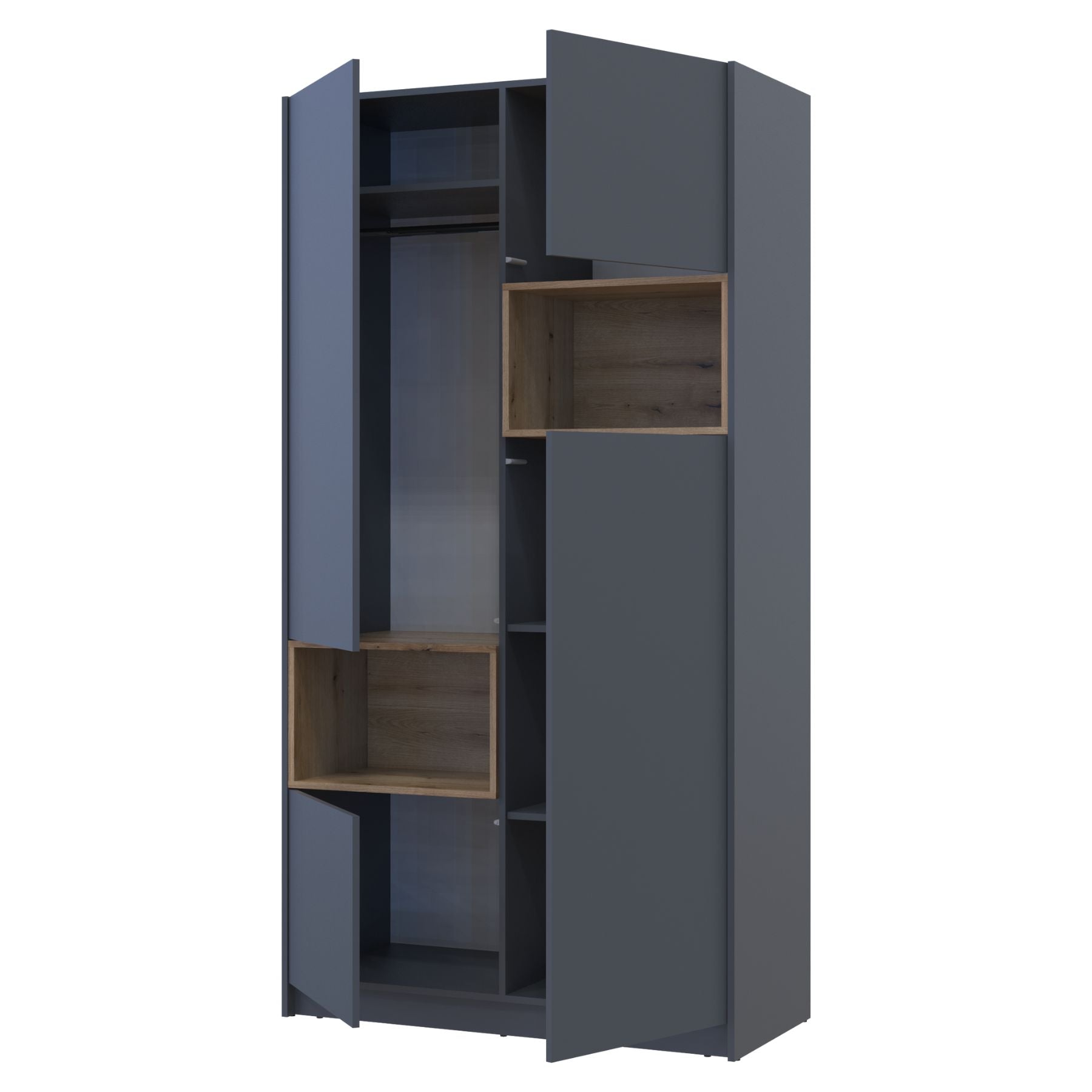 Шкаф для одежды с нишей Doros Дэйл 115,2х52х220 см Графит/Дуб евок (DRS-011281)
