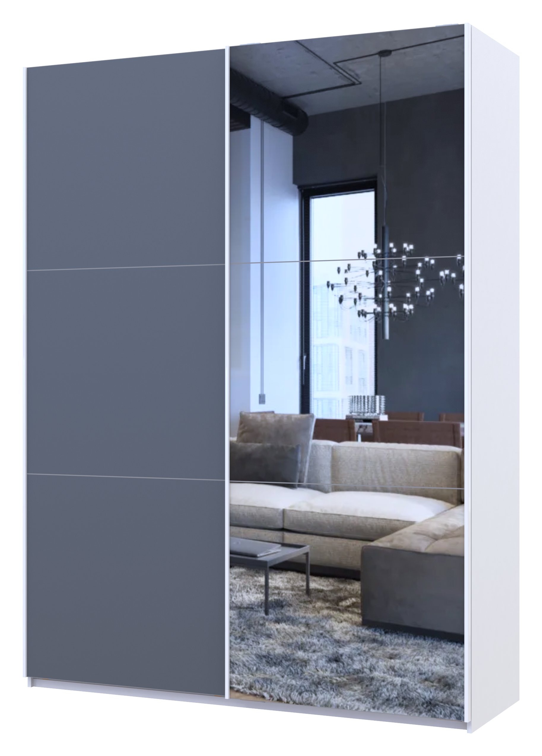 Шкаф-купе двухдверный Doros G-Caiser 160х60х240 см Белый/Графит/Зеркало (DRS-011015)