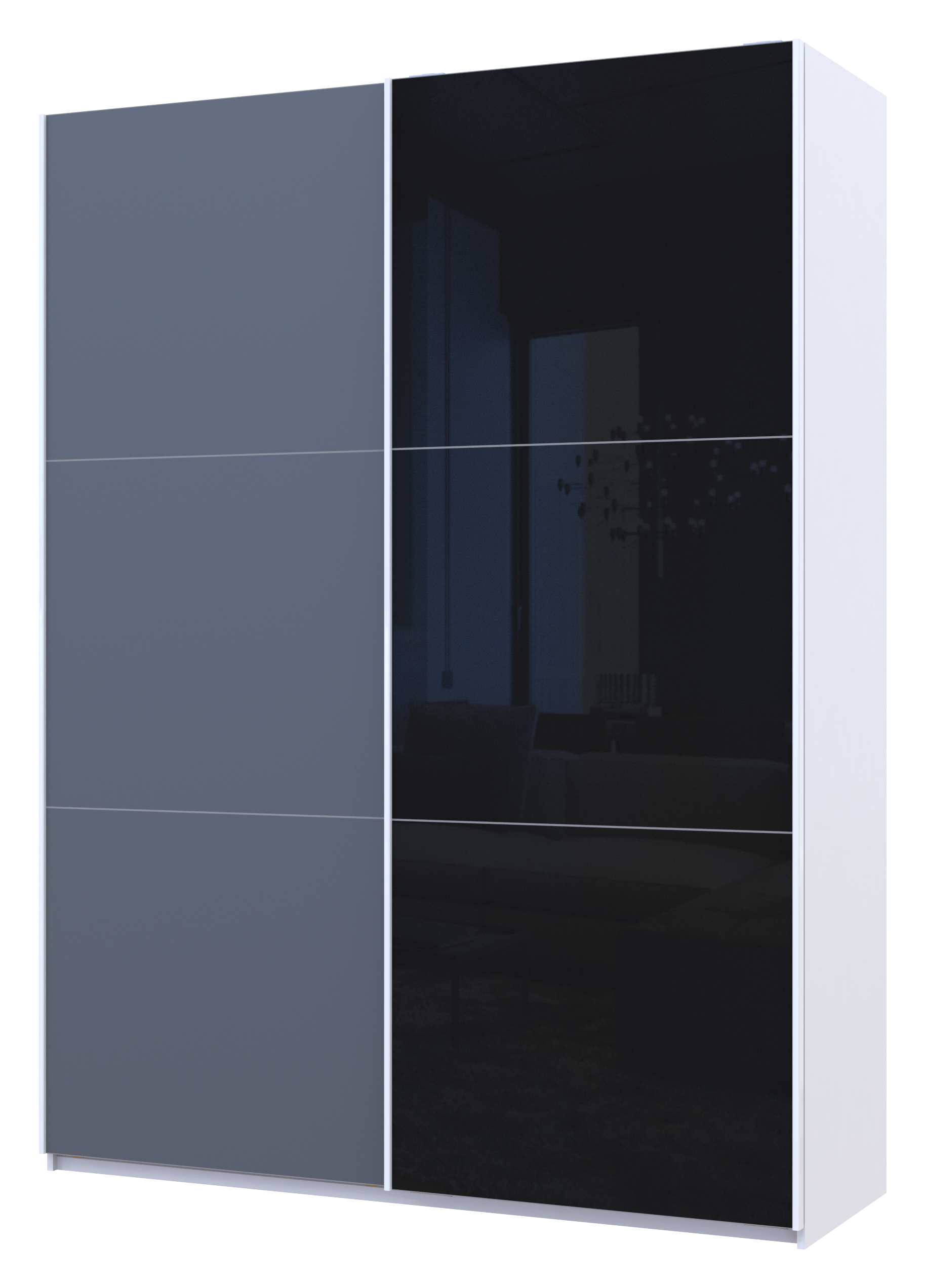 Шкаф-купе двухдверный Doros G-Caiser 180х60х240 см Белый/Графит/1 Черное стекло (DRS-011020)