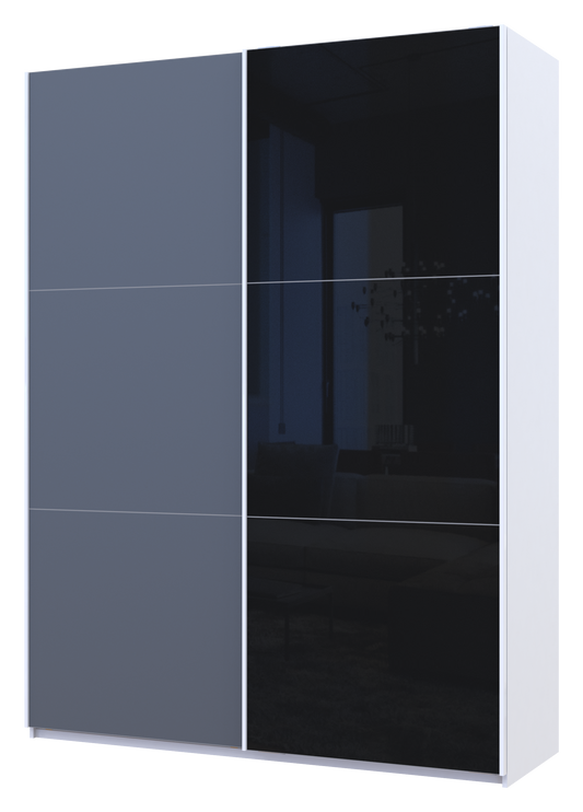 Шкаф-купе двухдверный Doros G-Caiser 180х60х240 см Белый/Графит/1 Черное стекло (DRS-011020)