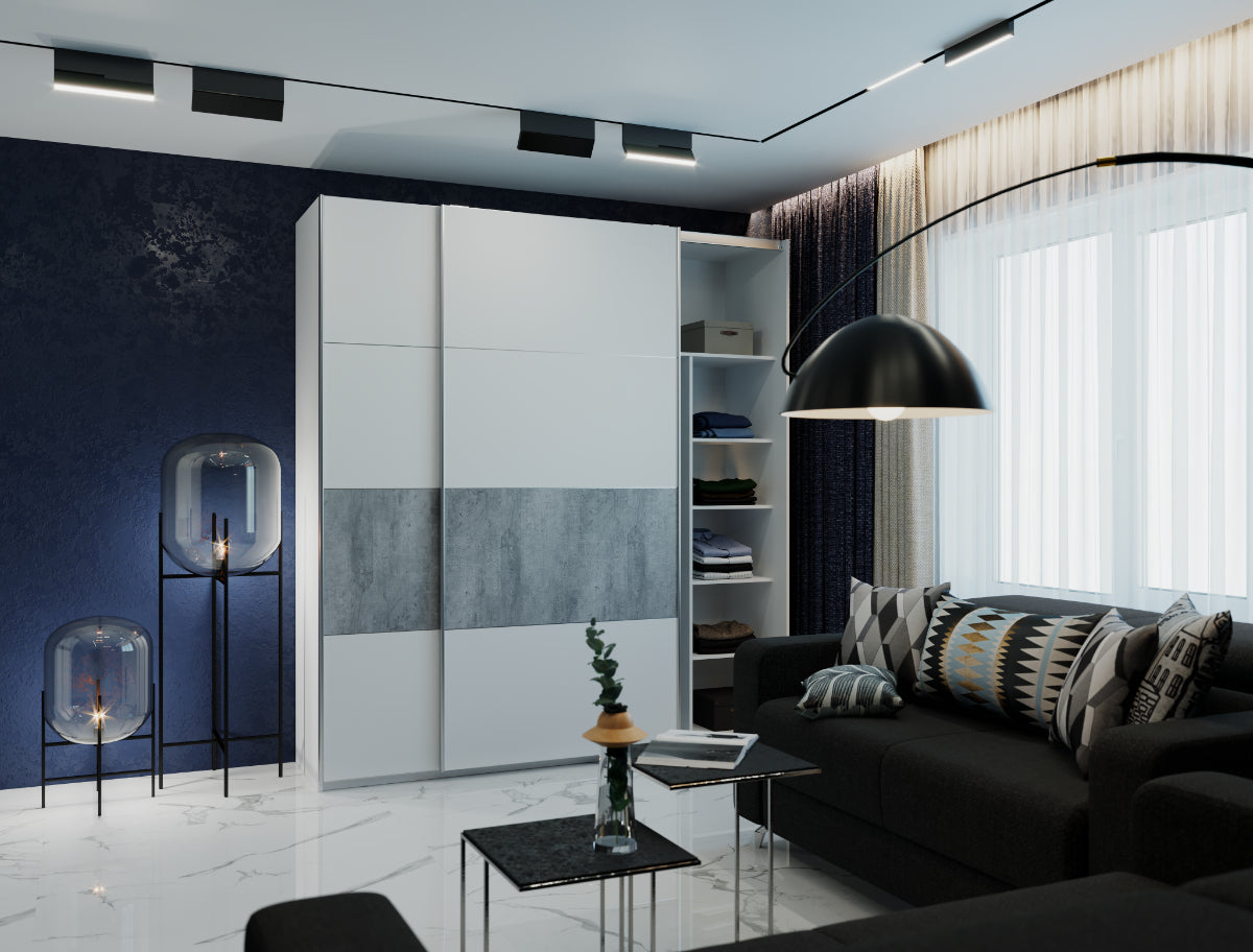 Шкаф-купе двухдверный Doros G-Caiser 220х60х240 см Белый/Бетон (DRS-011006)