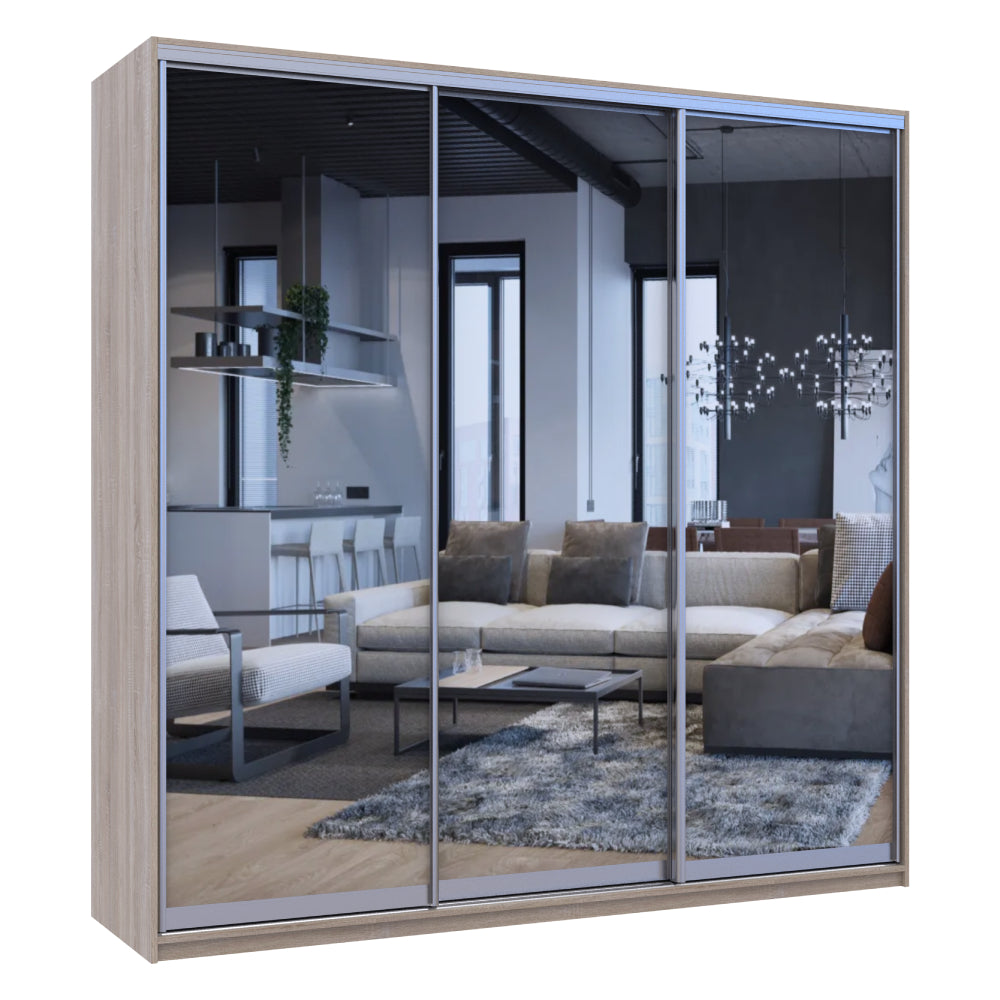 Шкаф-купе трехдверный Doros Сити Лайт 225х60х225 см Дуб сонома/3 Зеркала (DRS-011096)