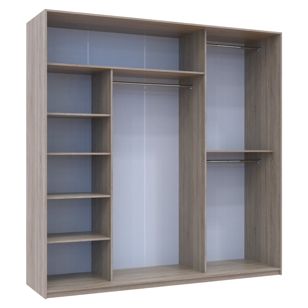 Шкаф-купе трехдверный Doros Сити Лайт 225х60х225 см Дуб сонома/2 Зеркала (DRS-011097)