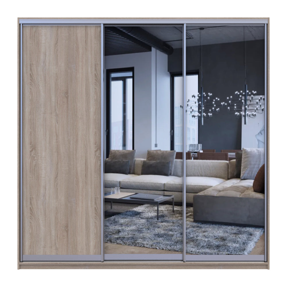 Шкаф-купе трехдверный Doros Сити Лайт 225х60х225 см Дуб сонома/2 Зеркала (DRS-011097)