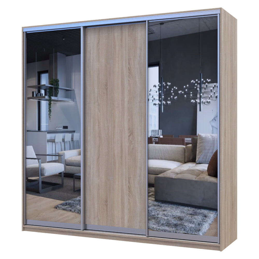 Шкаф-купе трехдверный Doros Сити Лайт 225х60х225 см Дуб сонома/2 Зеркала (DRS-011097)
