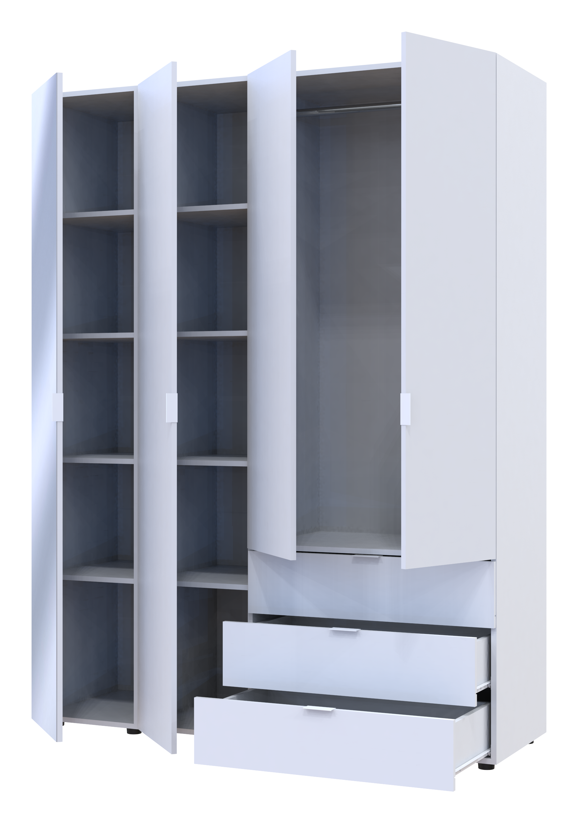 Комплект шкафов для одежды Doros Гелар (2 шт.) 155х49,5х203,4 см Зеркало/Белый (DRS-011185)