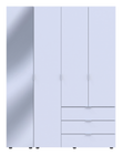 Комплект шкафов для одежды Doros Гелар (2 шт.) 155х49,5х203,4 см Зеркало/Белый (DRS-011185)