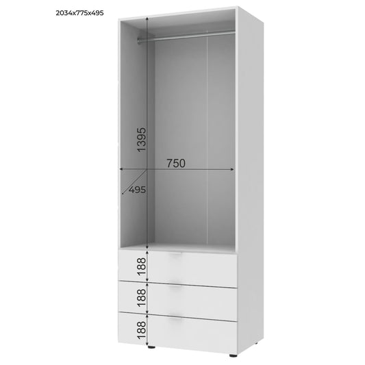 Шкаф распашной для одежды Doros Гелар 77,5х49,5х203,4 см Белый (DRS-011103)