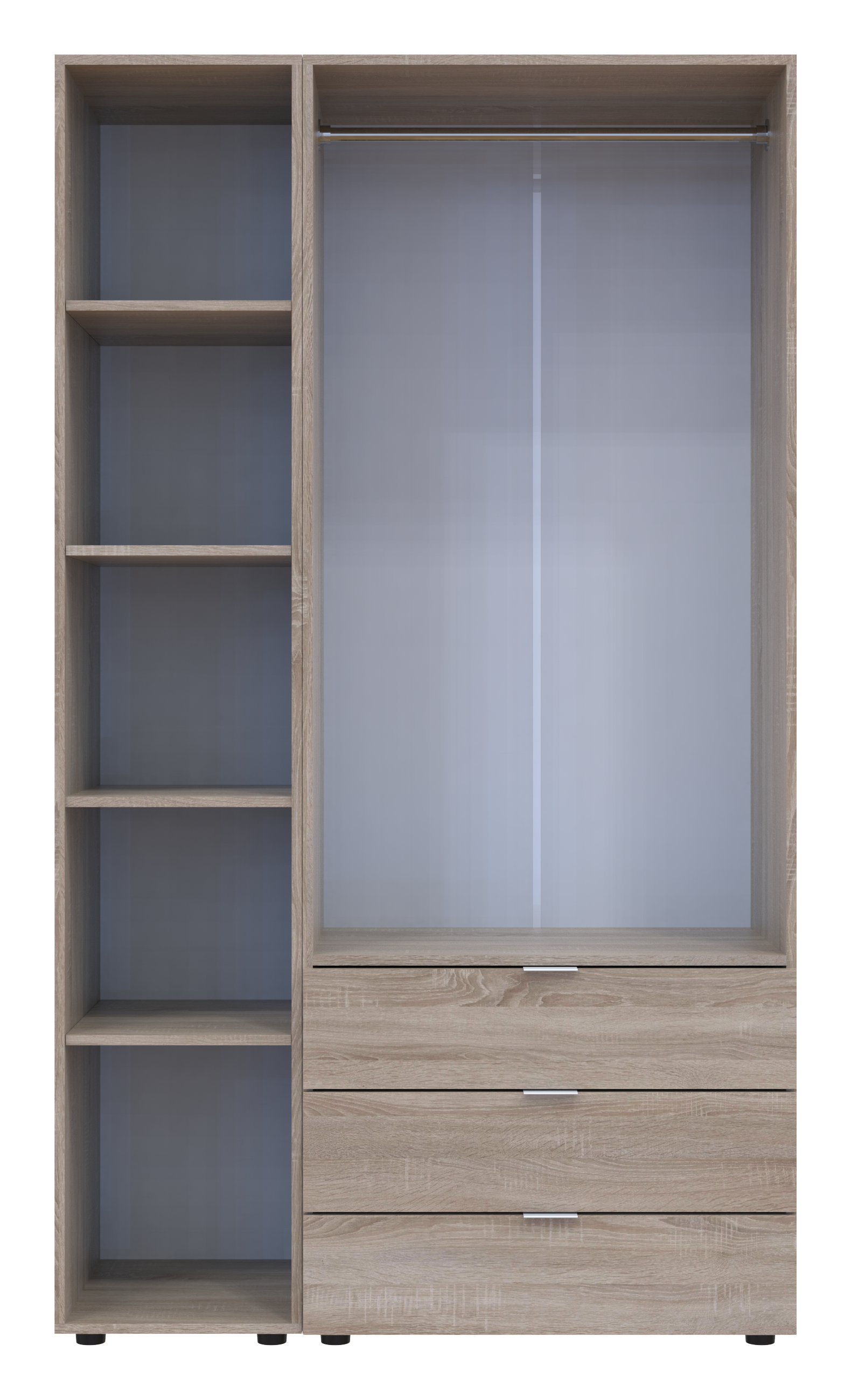 Комплект шкафов для одежды Doros Гелар (2 шт.) 116,5х49,5х203,4 см Зеркало/Дуб сонома (DRS-011134)