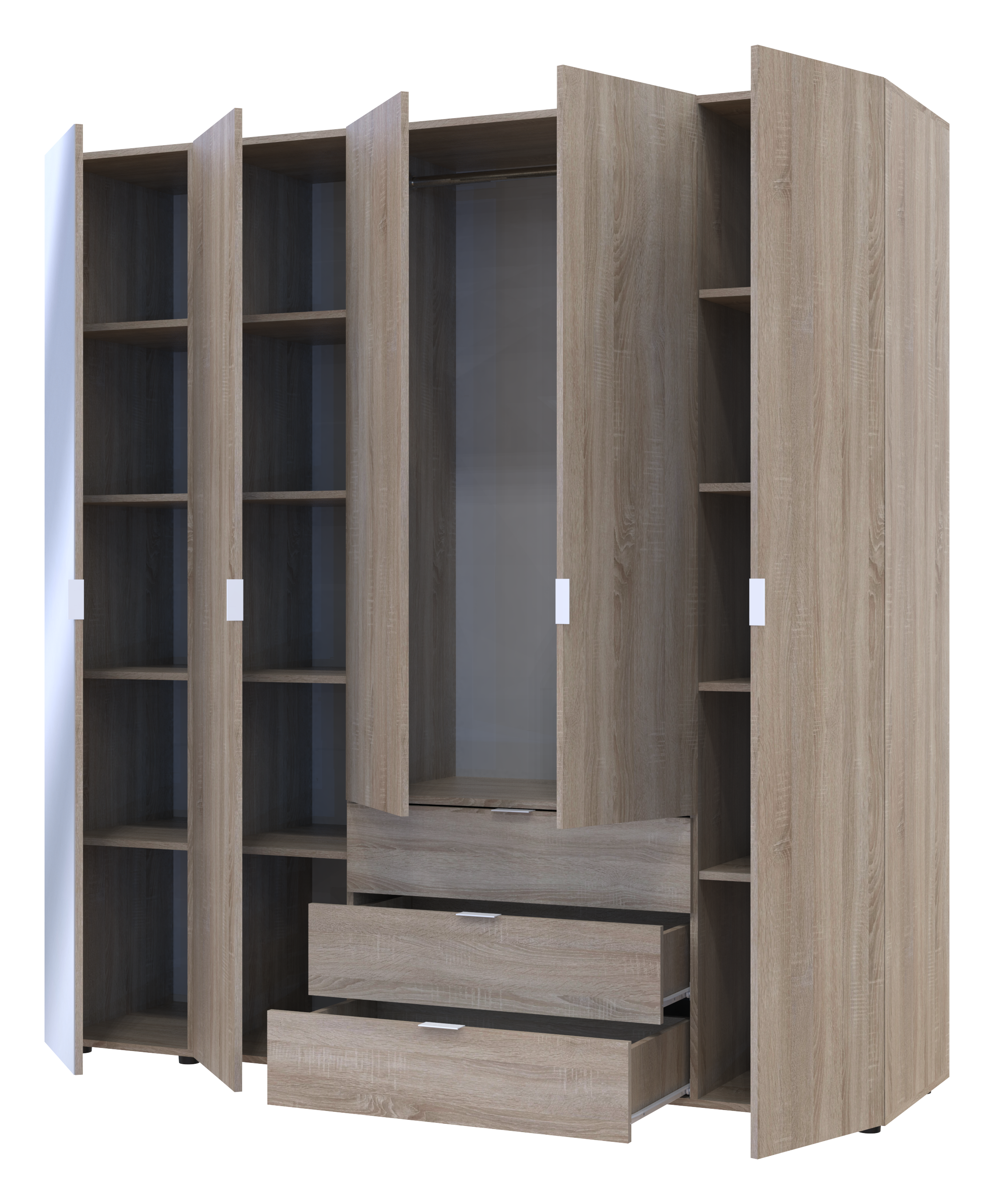 Комплект шкафов для одежды Doros Гелар (2 шт.) 194х49,5х203,4 см Зеркало/Дуб сонома (DRS-011139)