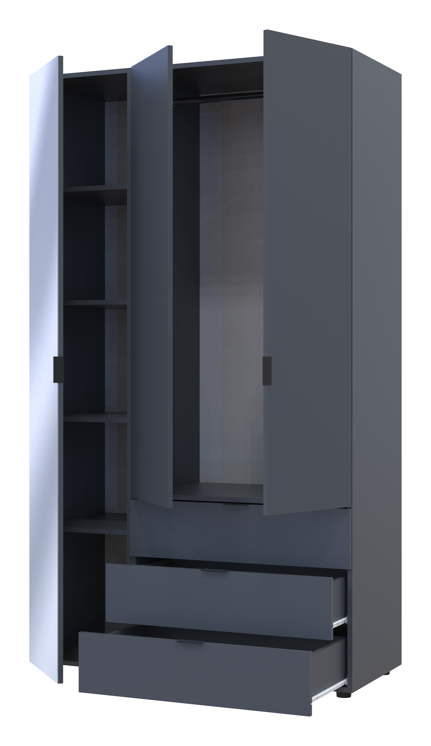 Комплект шкафов для одежды Doros Гелар (2 шт.) 116,5х49,5х203,4 см Зеркало/Графит (DRS-011133)