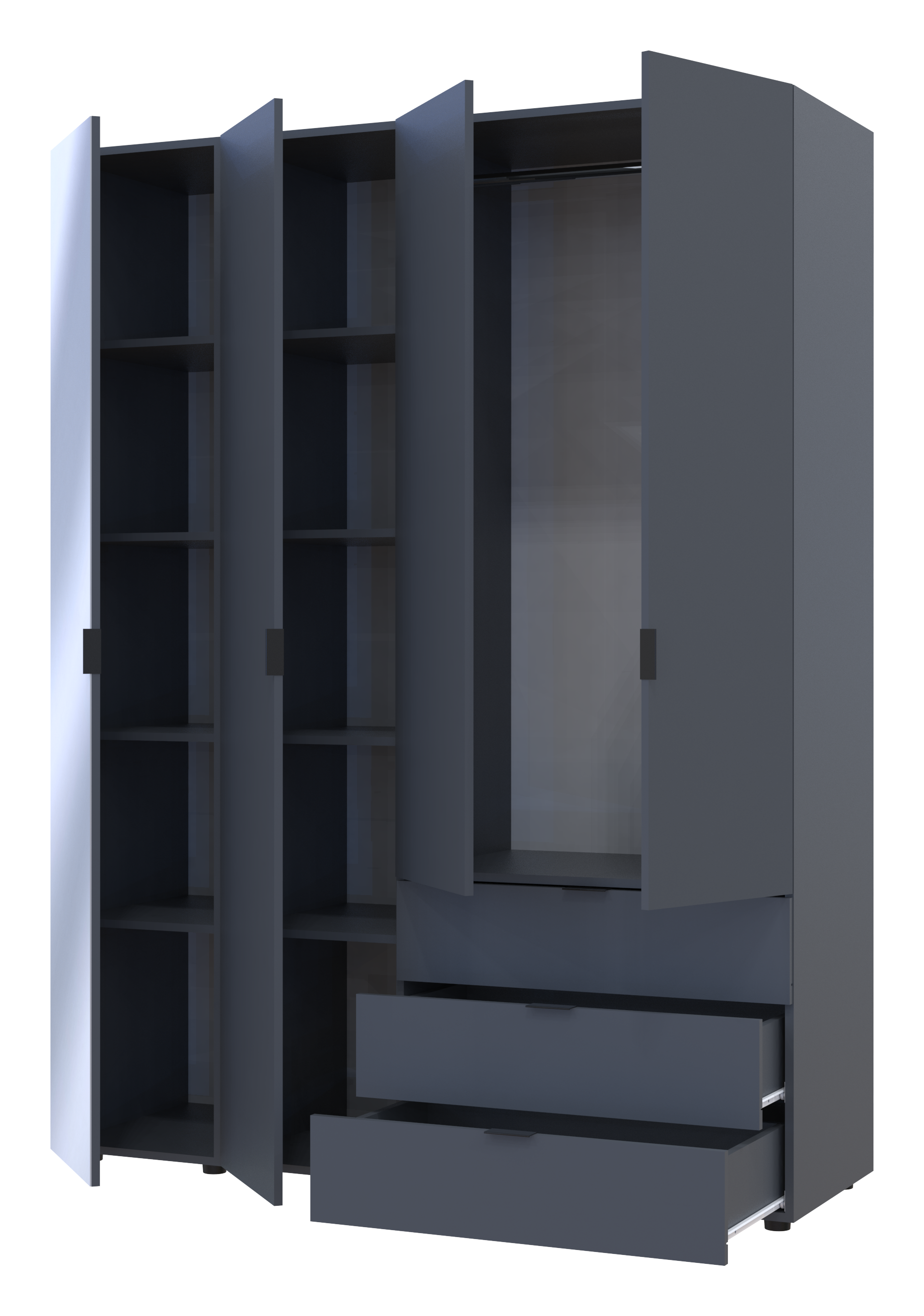 Комплект шкафов для одежды Doros Гелар (2 шт.) 155х49,5х203,4 см Зеркало/Графит (DRS-011135)