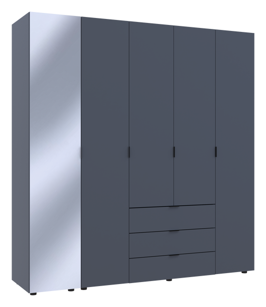 Комплект шкафов для одежды Doros Гелар (2 шт.) 194х49,5х203,4 см Зеркало/Графит (DRS-011138)