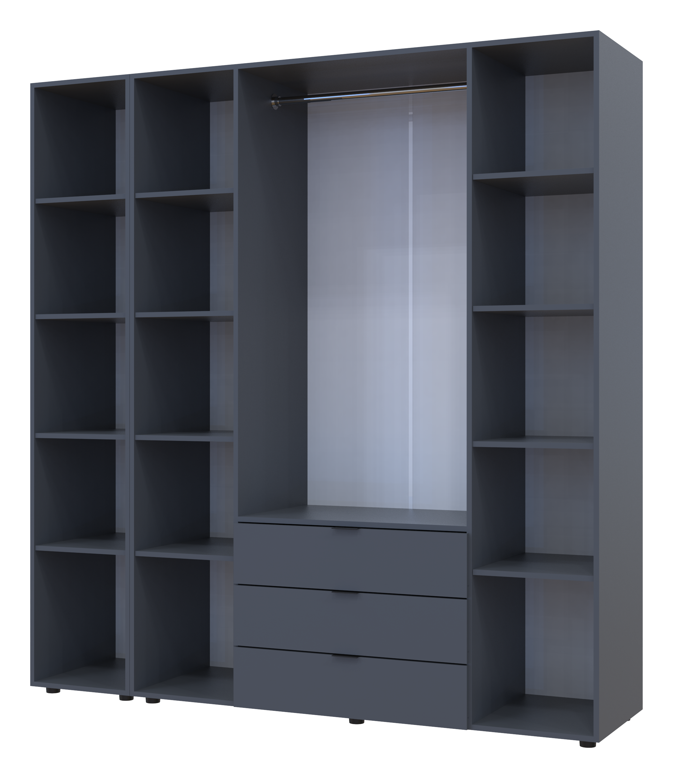 Комплект шкафов для одежды Doros Гелар (2 шт.) 194х49,5х203,4 см Зеркало/Графит (DRS-011138)