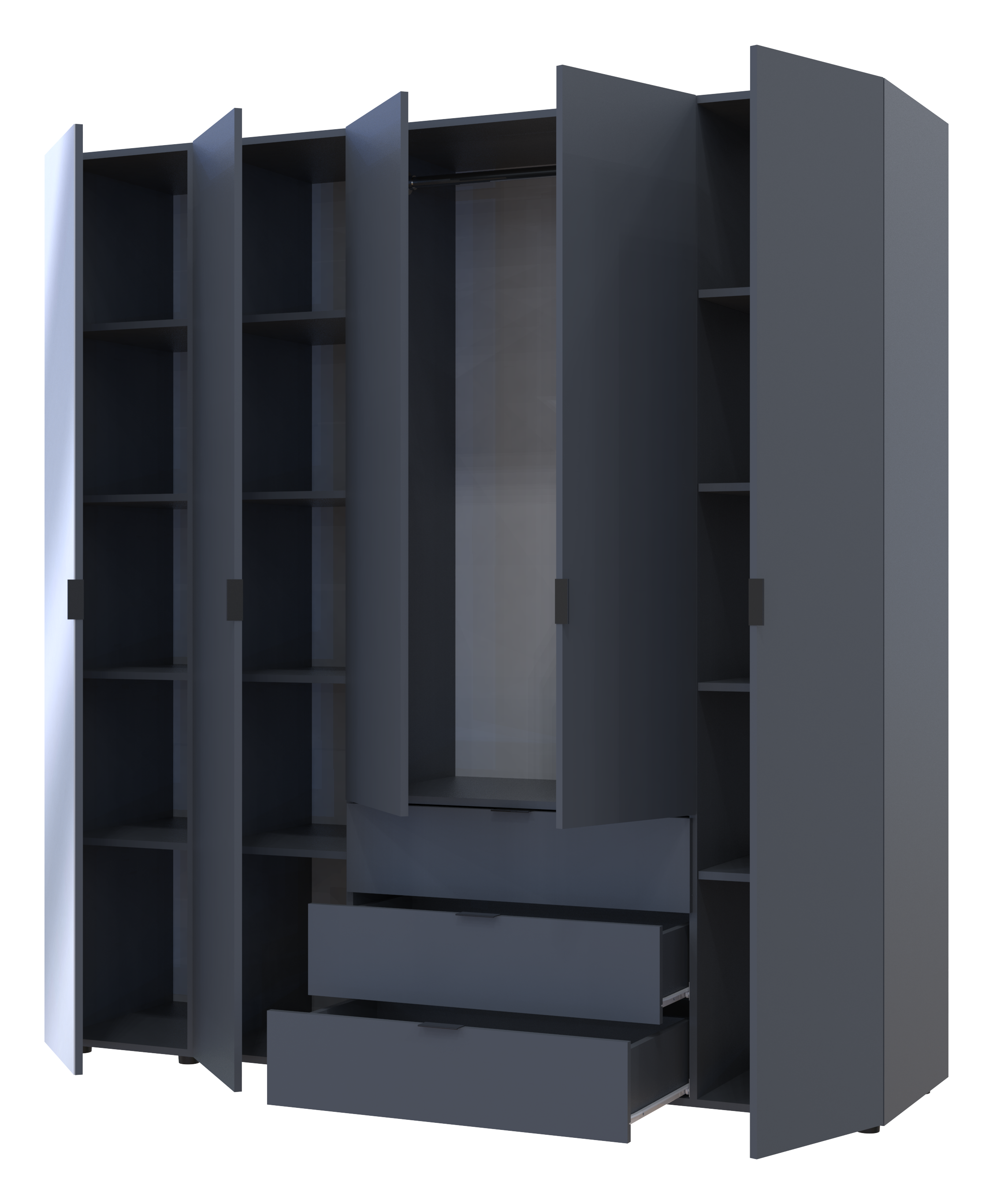 Комплект шкафов для одежды Doros Гелар (2 шт.) 194х49,5х203,4 см Зеркало/Графит (DRS-011138)