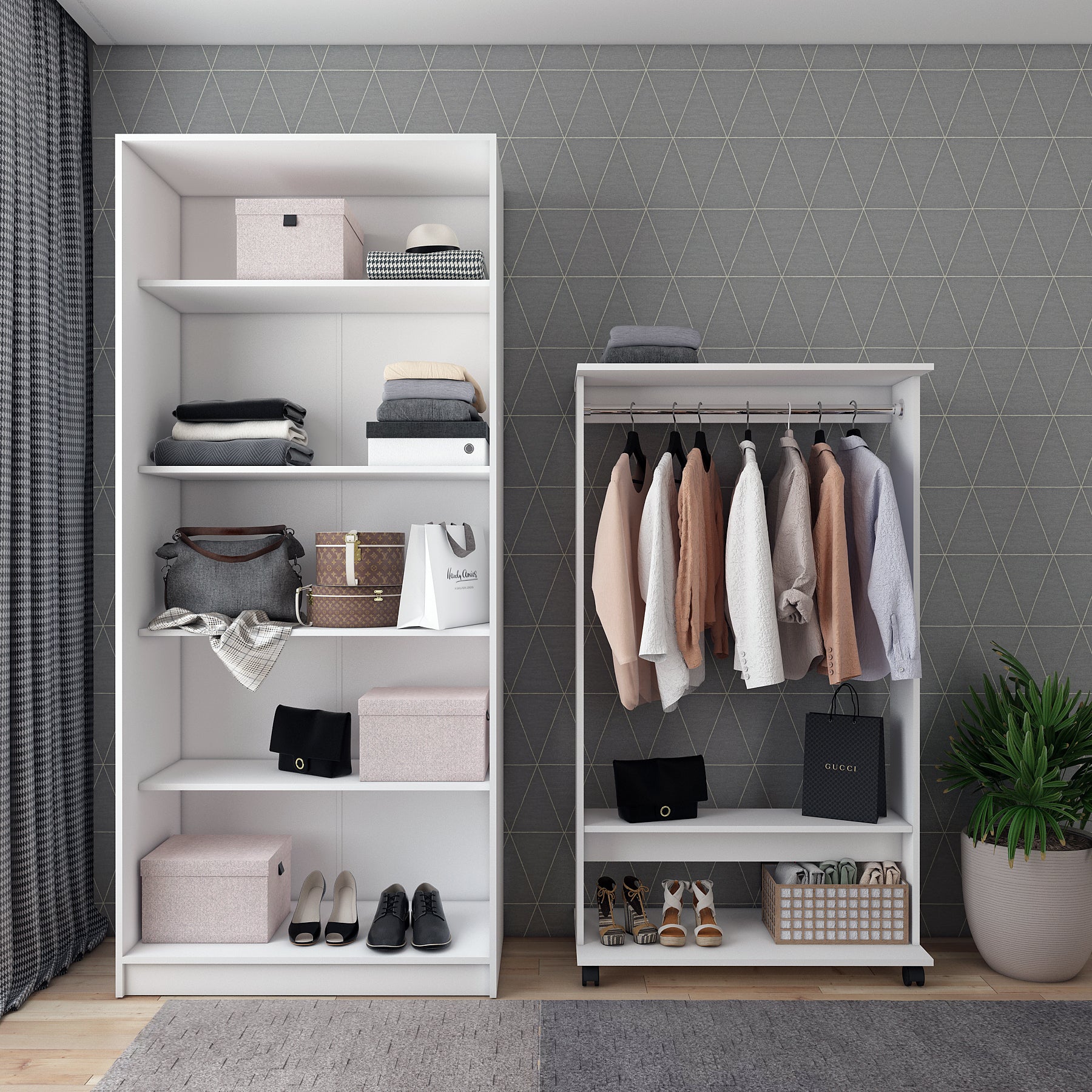 Шкаф распашной с полками Doros Промо 90х48х204 см Белый (DRS-011201)