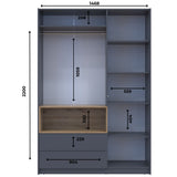 Шкаф для одежды с нишей Doros Дэйл 150х52х220 см Графит/Дуб евок (DRS-011282)