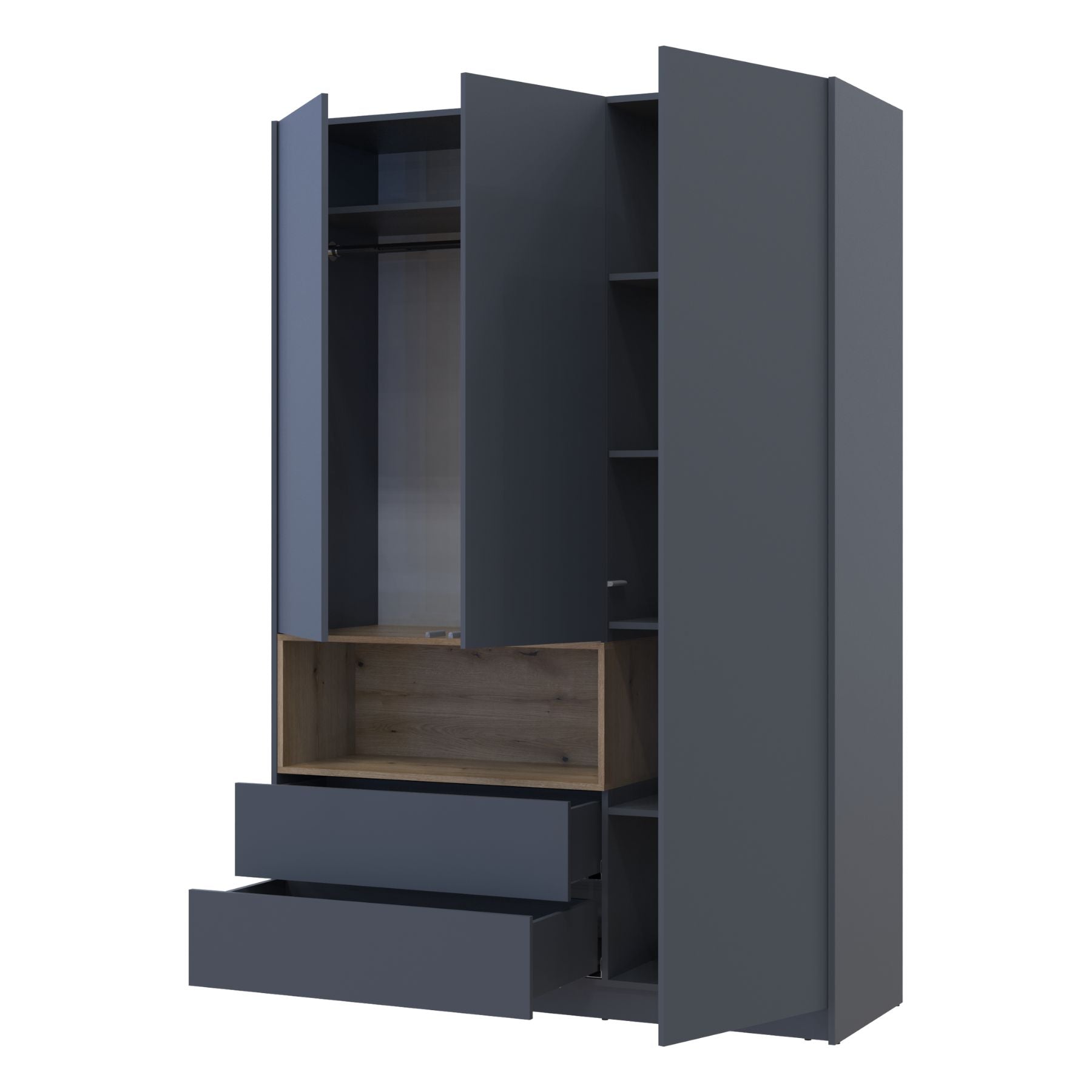 Шкаф для одежды с нишей Doros Дэйл 150х52х220 см Графит/Дуб евок (DRS-011282)
