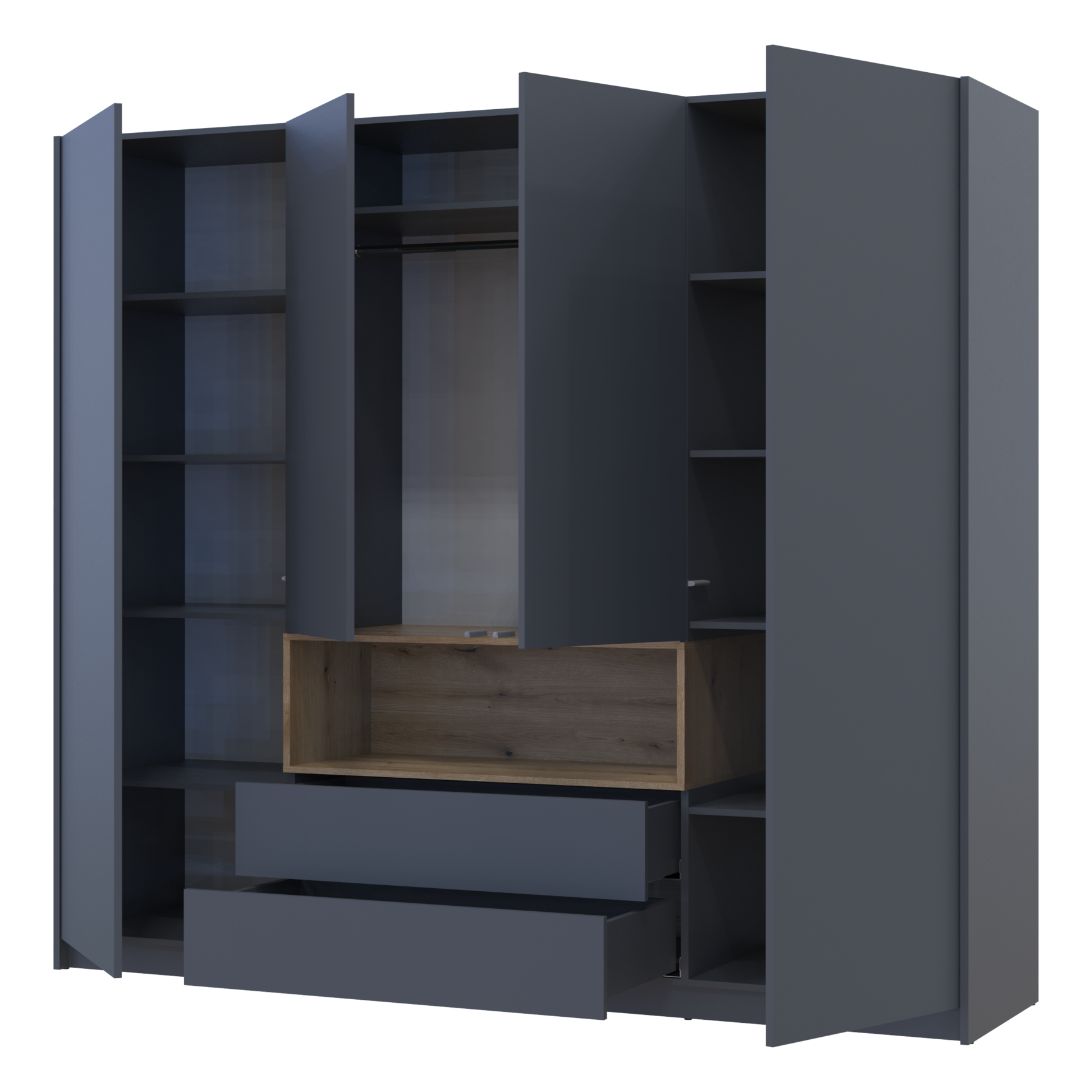 Шкаф для одежды с нишей Doros Дэйл 206х52х220 см Графит/Дуб евок (DRS-011283)