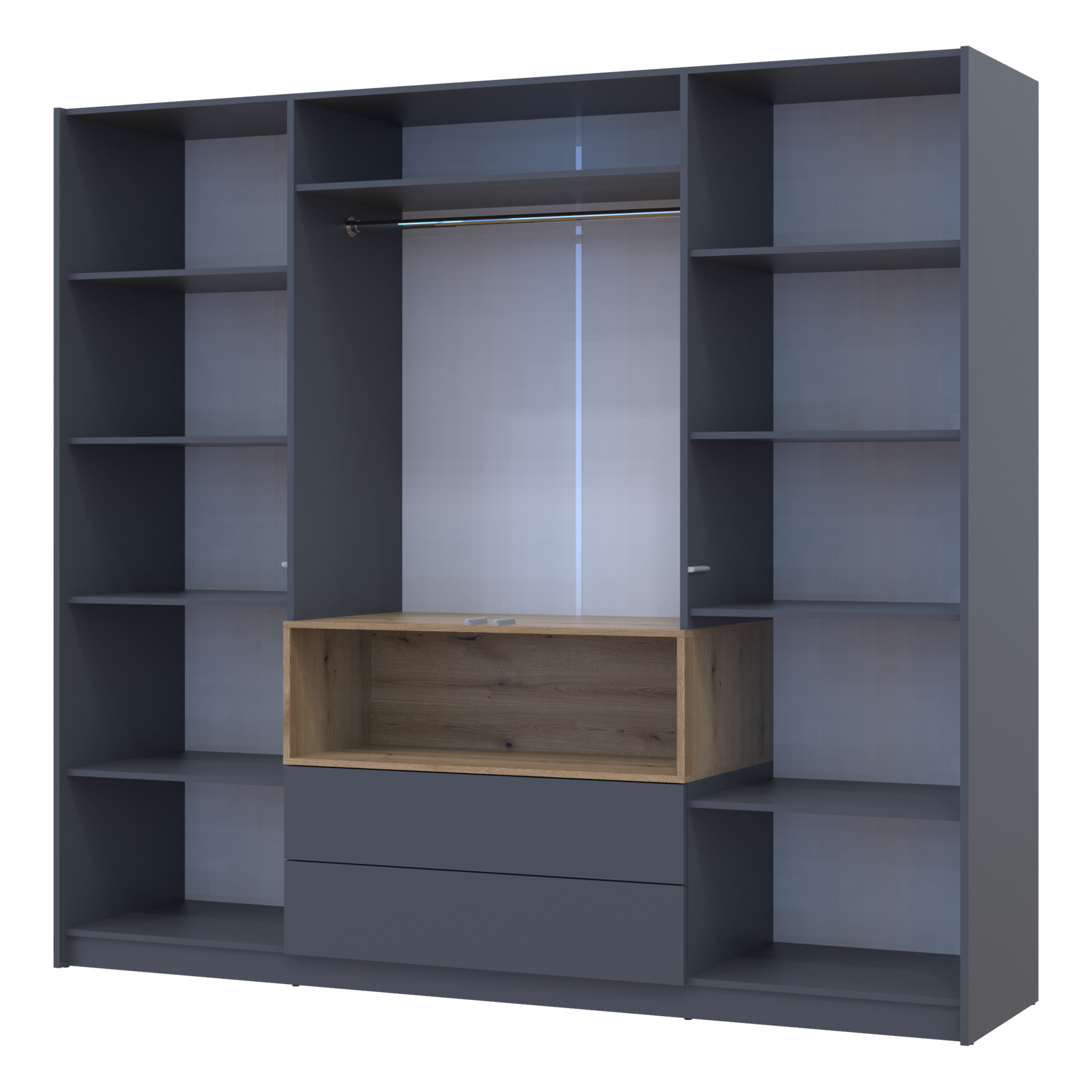 Шкаф для одежды с нишей Doros Дэйл 206х52х220 см Графит/Дуб евок (DRS-011283)