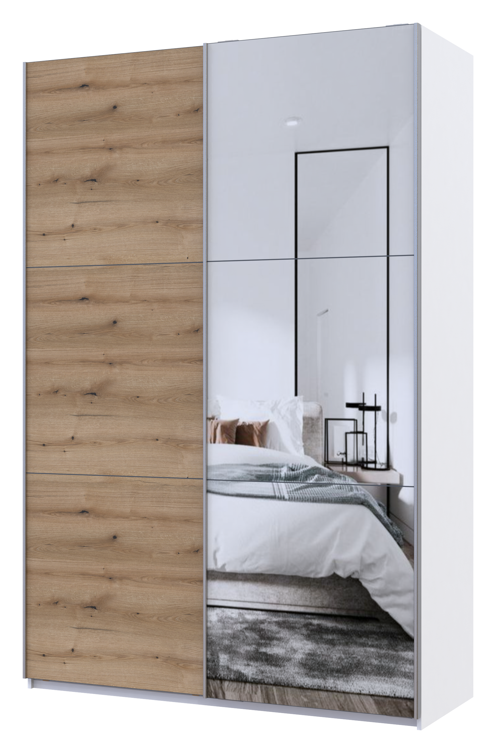 Шкаф-купе двухдверный Doros G-Caiser 160х60х240 см Белый/Дуб евок/1 Зеркало (DRS-011021)