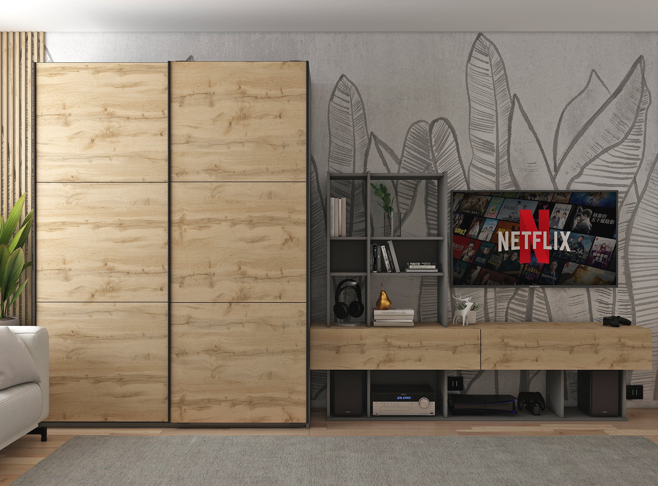 Шкаф-купе двухдверный Doros G-Caiser 160х60х240 см Графит/Дуб евок (DRS-011039)