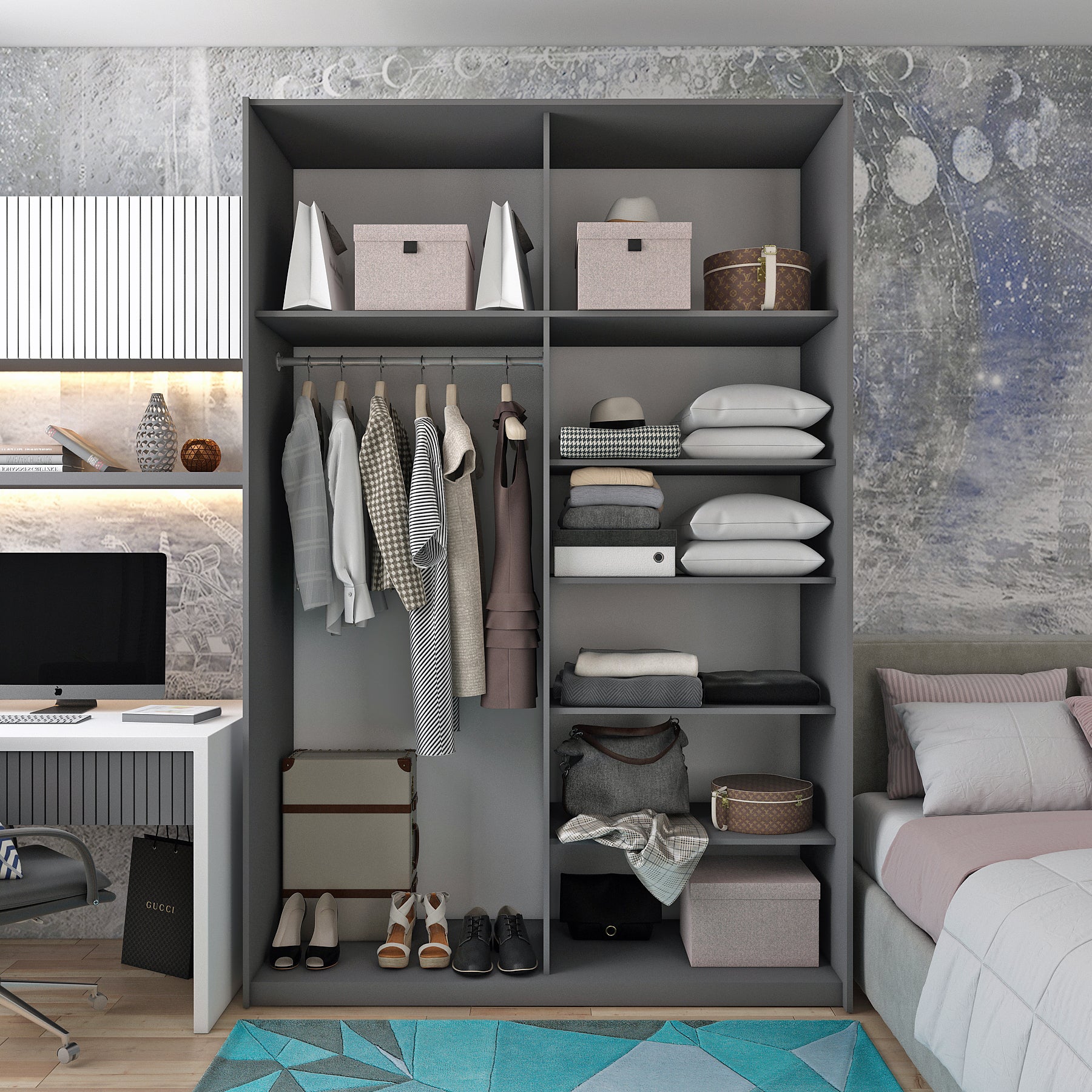 Шкаф-купе двухдверный Doros G-Caiser 160х60х240 см Графит/1 Зеркало (DRS-011032)