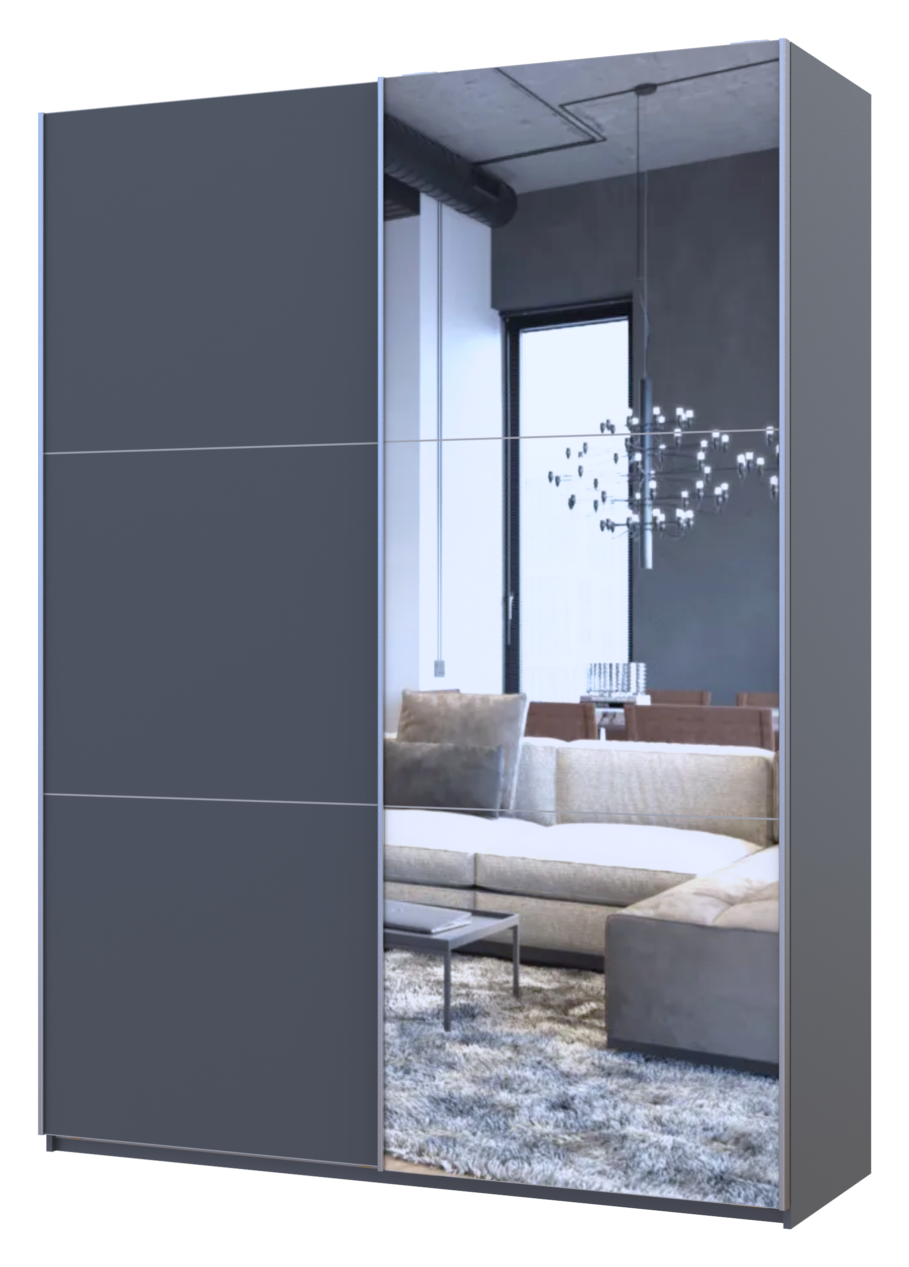 Шкаф-купе двухдверный Doros G-Caiser 180х60х240 см Графит/1 Зеркало (DRS-011033)