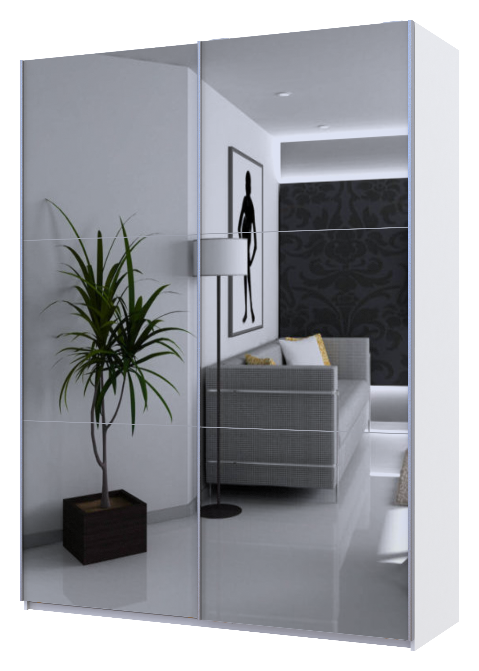 Шкаф-купе двухдверный Doros G-Caiser 180х60х240 см Белый/2 Зеркала (DRS-011012)