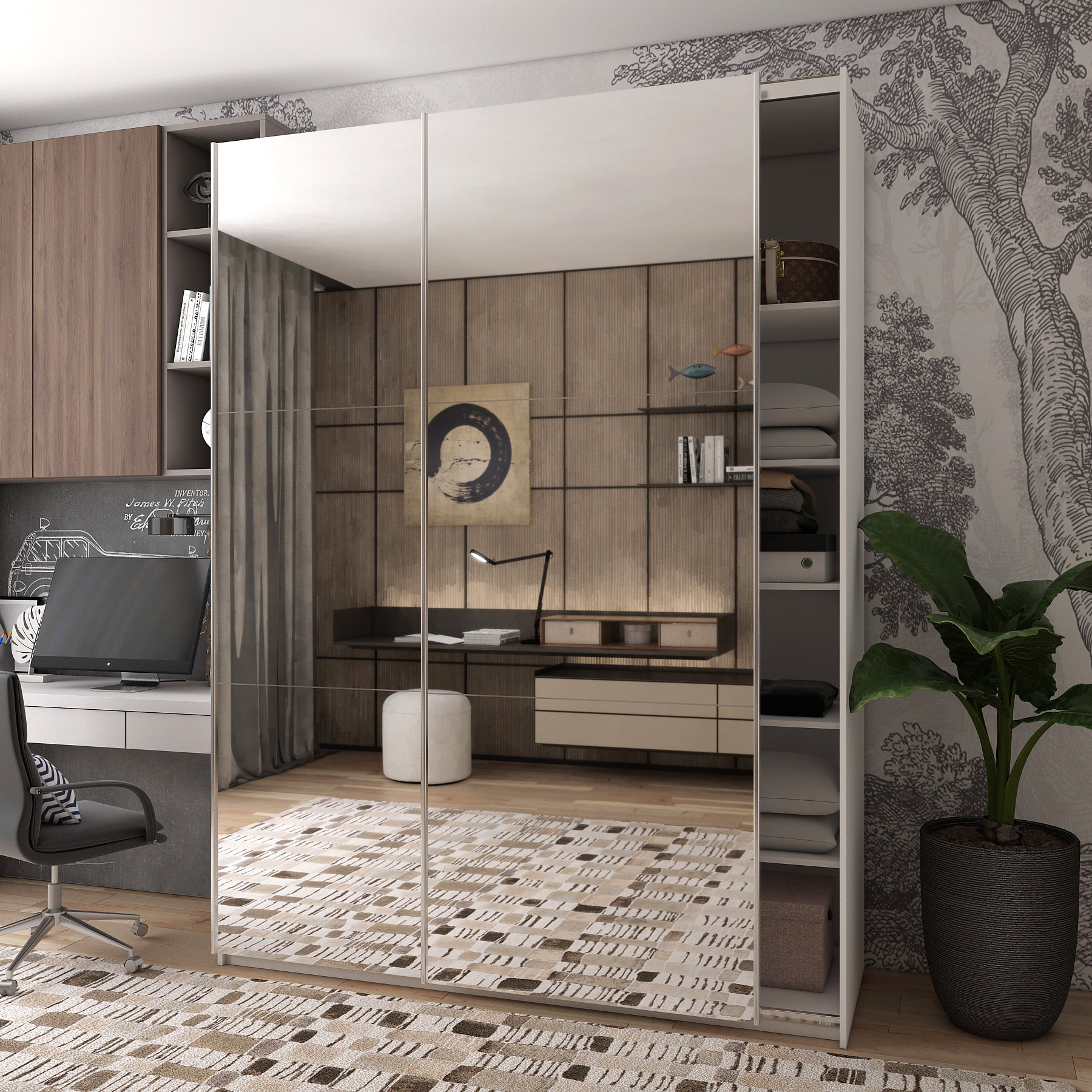 Шкаф-купе двухдверный Doros G-Caiser 180х60х240 см Белый/2 Зеркала (DRS-011012)