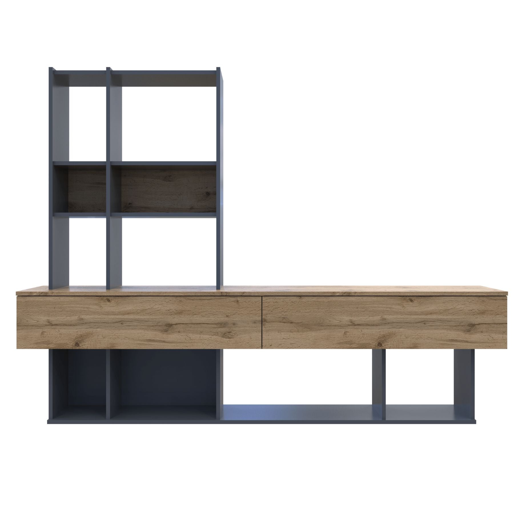 Стенка в гостиную Doros Нота 195х42х147 см Графит/Дуб евок (DRS-011334)