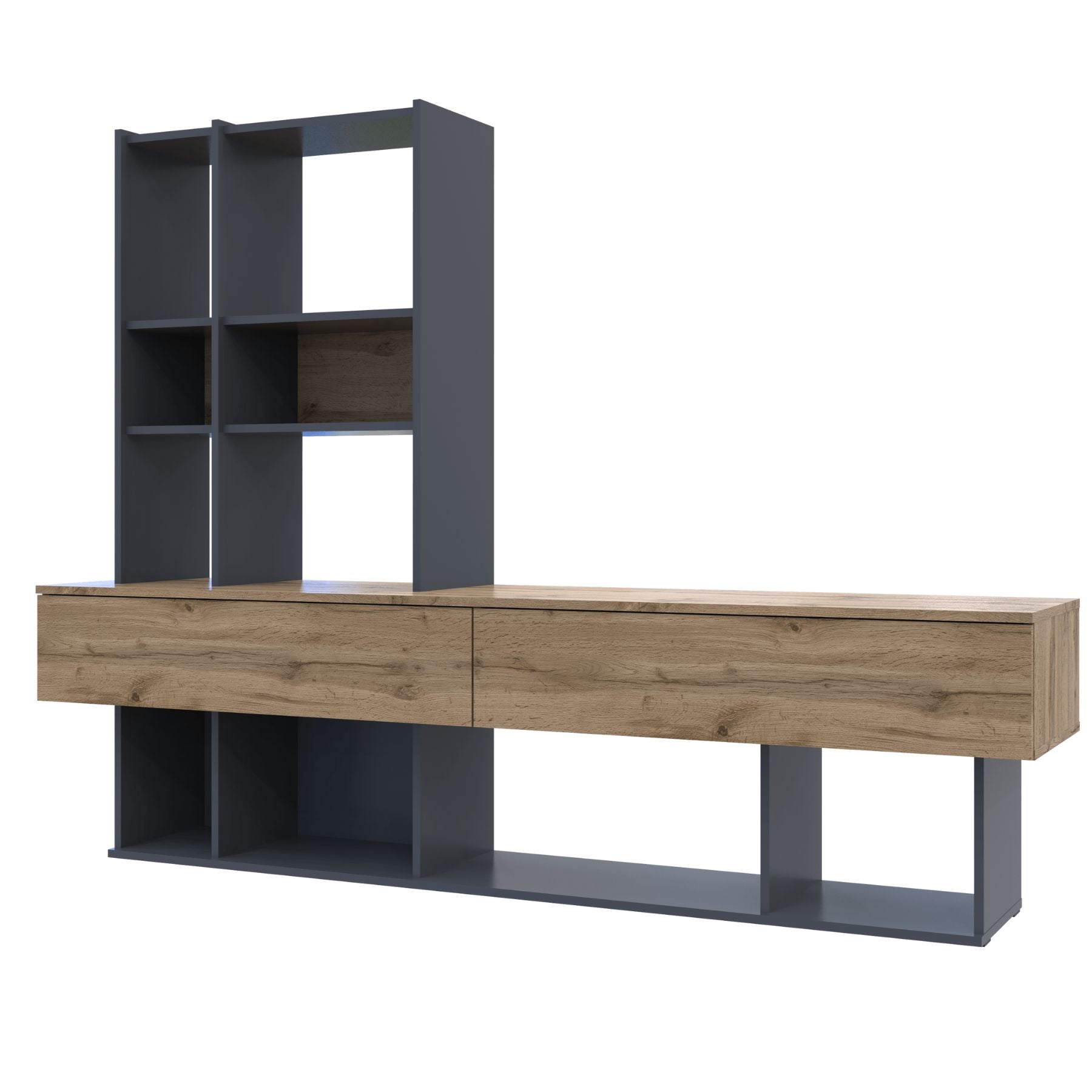 Стенка в гостиную Doros Нота 195х42х147 см Графит/Дуб евок (DRS-011334)