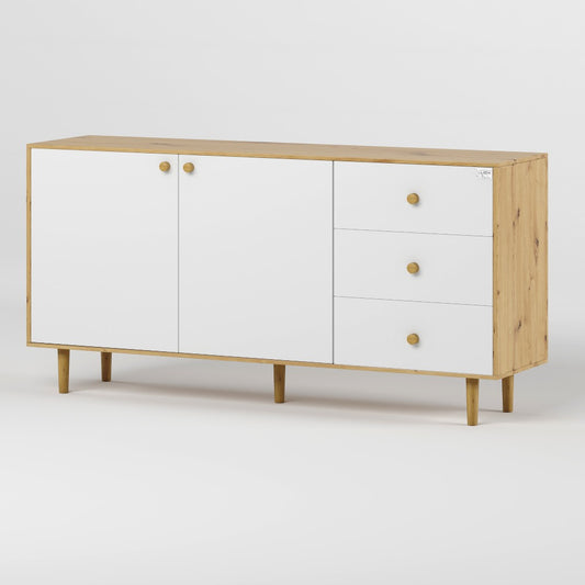 Комод LION Хьюге-5 Дуб Артизан/Нимфея Альба (белый) (LION-041010)