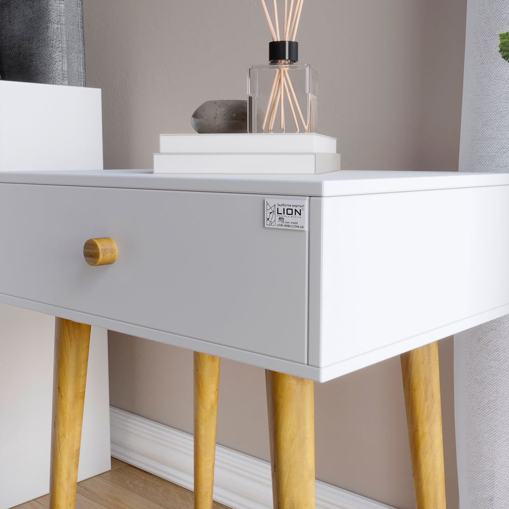 Тумба прикроватная LION Хьюге-4 Нимфея Альба (белый) (LION-041001)