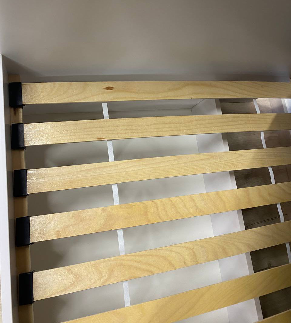 Детская односпальная кровать LION Л-7 с ящиками и ламелями Лили-95 90x200 см Нимфея Альба (белый) (LION-041005)