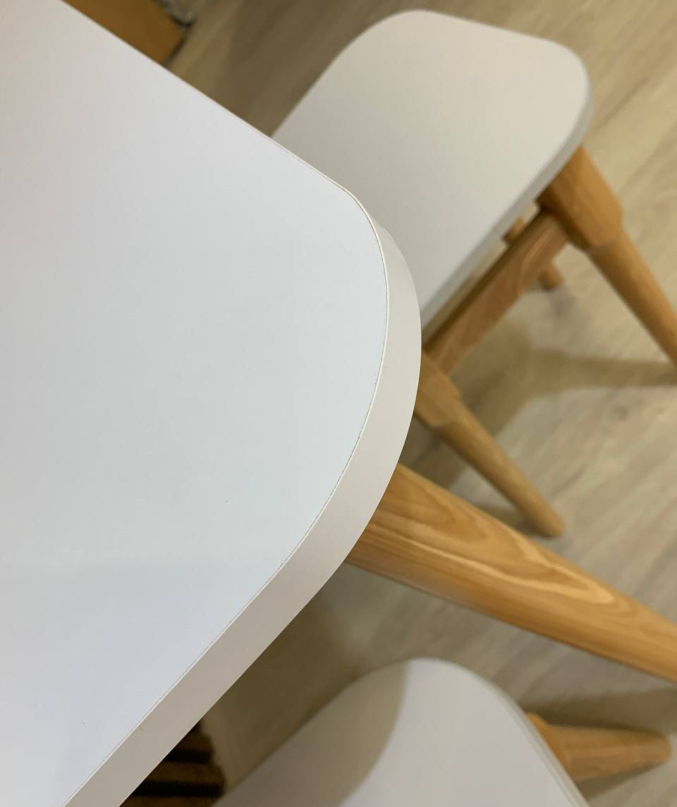 Обеденный стол LION Маями-2 деревянные ножки Нимфея Альба (белый) (LION-041003)