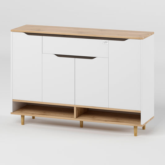 Тумба для обуви в прихожуюLION Салливан Тумба-2 Нимфея Альба (белый)/Дуб Аппалачи (LION-041007)