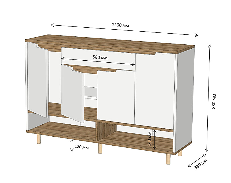 Тумба для обуви в прихожуюLION Салливан Тумба-2 Нимфея Альба (белый)/Дуб Аппалачи (LION-041007)