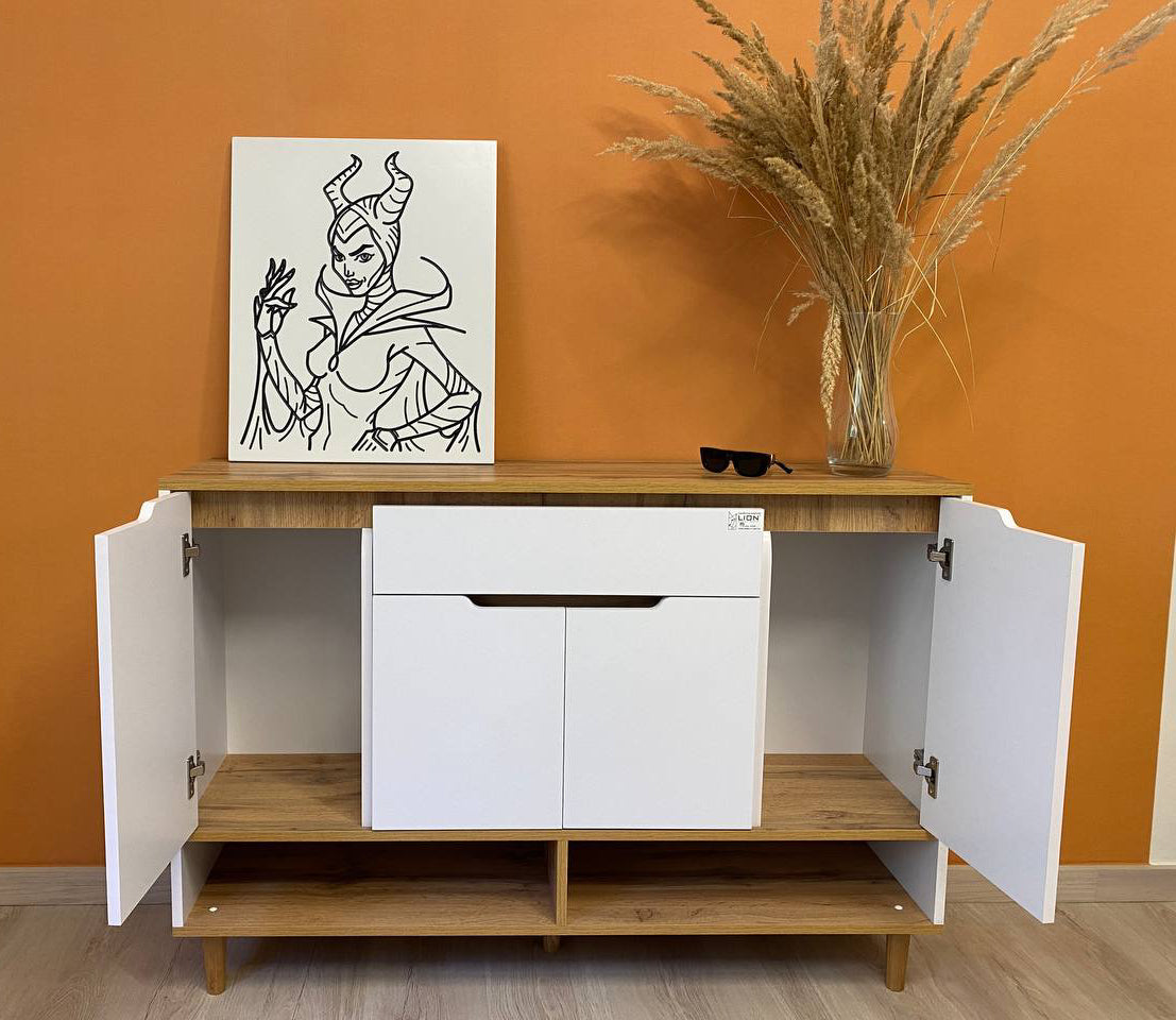 Тумба для обуви в прихожуюLION Салливан Тумба-2 Нимфея Альба (белый)/Дуб Аппалачи (LION-041007)