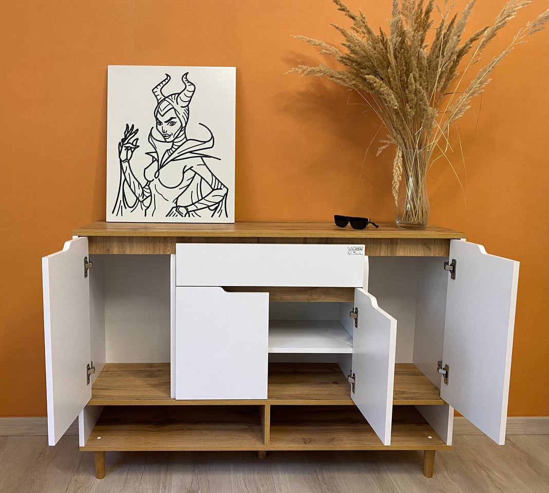 Тумба для обуви в прихожуюLION Салливан Тумба-2 Нимфея Альба (белый)/Дуб Аппалачи (LION-041007)