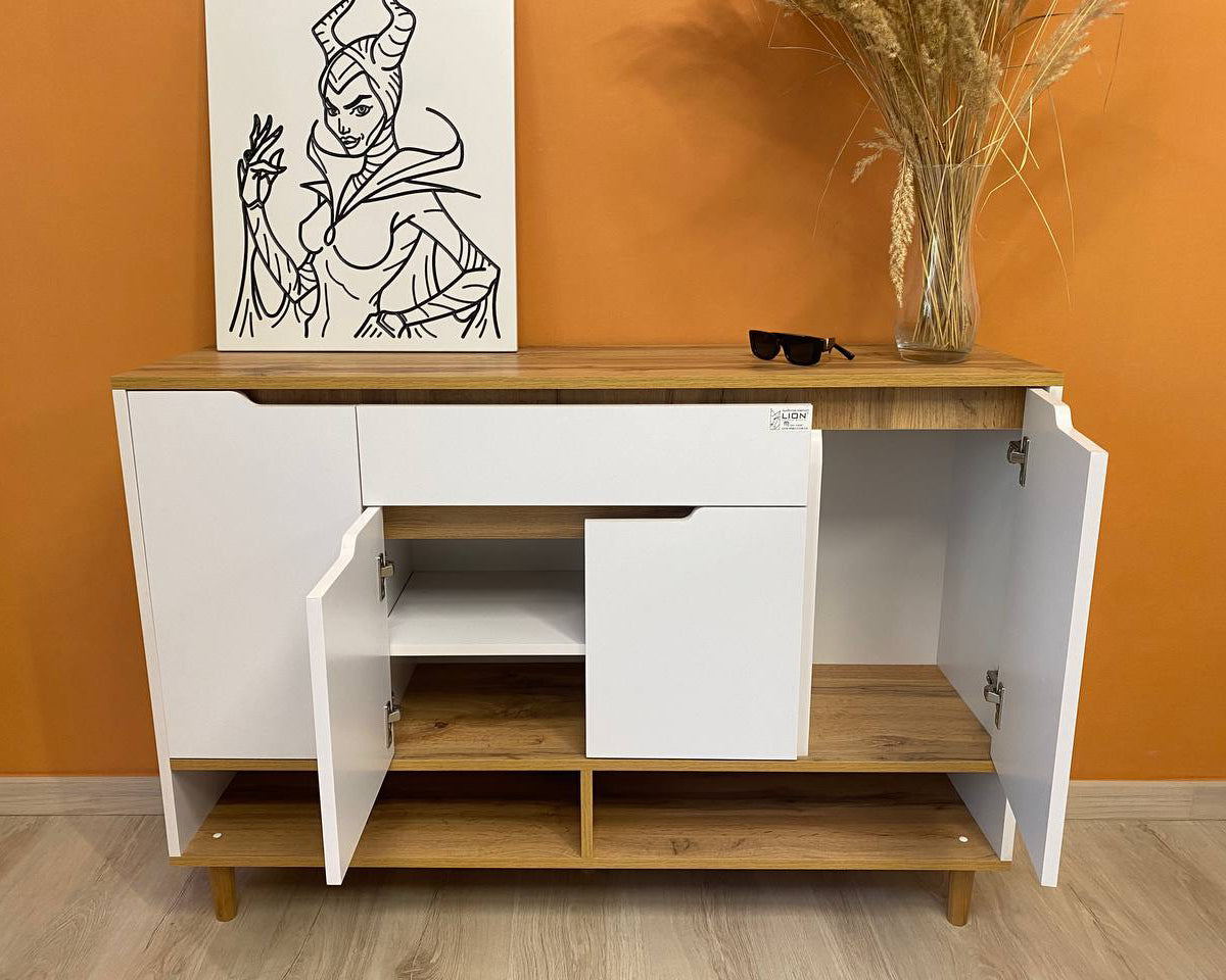 Тумба для обуви в прихожуюLION Салливан Тумба-2 Нимфея Альба (белый)/Дуб Аппалачи (LION-041007)