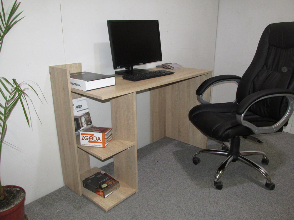 Cтол компьютерный с 2 полками М-ЗОН Джеко 1200/12 Нимфея Альба (белый) (MZN-031019)