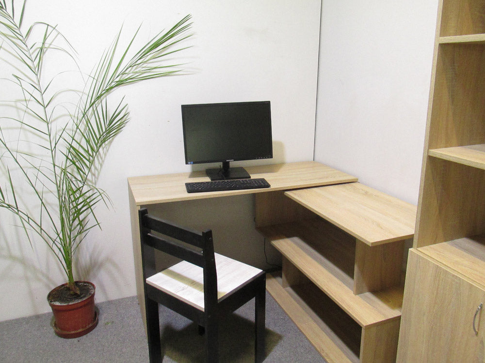 Cтол компьютерный поворотный с полками М-ЗОН Джеко 1200 Нимфея Альба (белый) (MZN-031031)